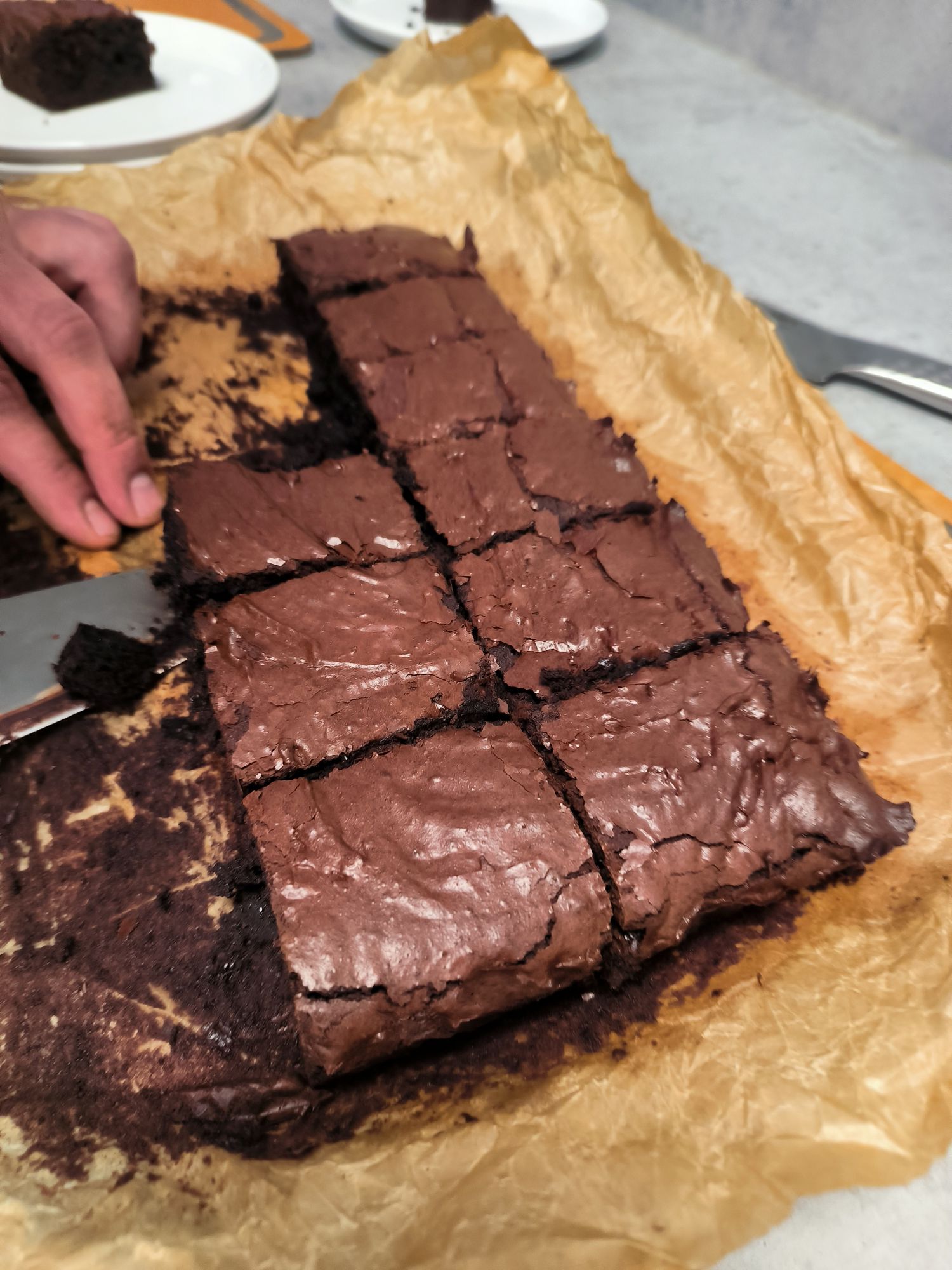 Čokoládové brownies - porcování