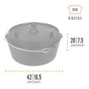 Petromax litinový kotlík Dutch Oven - 30 cm, 10,8 l - Rozměry