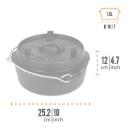 Petromax litinový kotlík Dutch Oven - 18 cm, 1,6 l - Rozměry