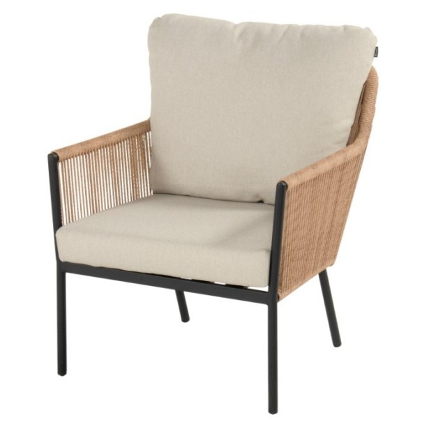 Cairo provázková zahradní lounge židle - Black