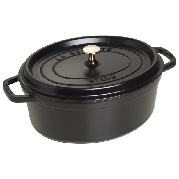 Oválný litinový hrnec Staub 31 cm, černý
