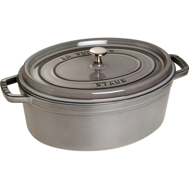 Oválný litinový hrnec Staub 31 cm, šedý