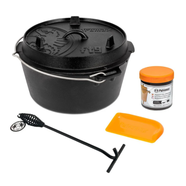 Petromax litinový kotlík Dutch Oven bez nožiček - 25 cm, 7,5 l s příslušenstvím