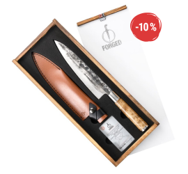 Forged VG10 - kuchařský nůž 20,5 cm s koženým pouzdrem