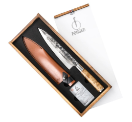 Forged VG10 - kuchařský nůž 20,5 cm s koženým pouzdrem