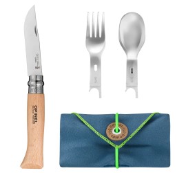 Opinel sada Picnic+ N °8 - lžíce, vidlička, ubrousek, včetně nože