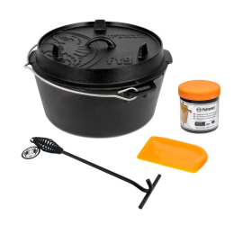 Petromax litinový kotlík Dutch Oven bez nožiček - 25 cm, 7,5 l s příslušenstvím