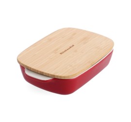 KitchenAid pekáč s dřevěným víkem - malý, královská červená