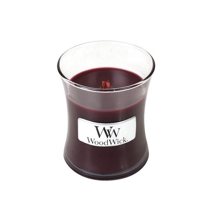 Levně Vonná svíčka WoodWick malá - Black Cherry 7 cm x 8 cm 85 g